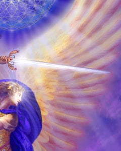 Archangel with Torch and Sword Painting Detail