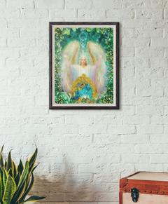 Archangel with Turquoise Crystal In Room